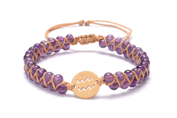 "Pulsera Zodiaco & Piedra de Nacimiento — Trenzada a Mano"