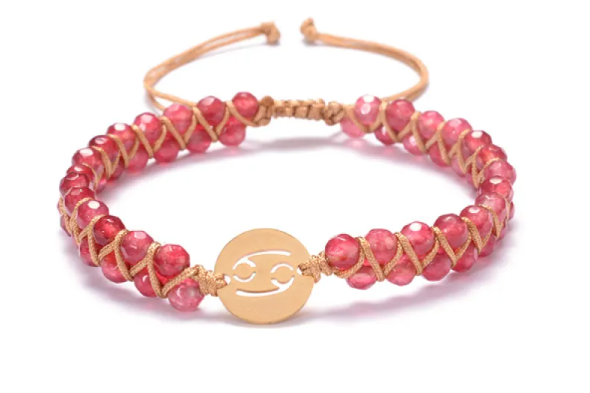 "Pulsera Zodiaco & Piedra de Nacimiento — Trenzada a Mano"