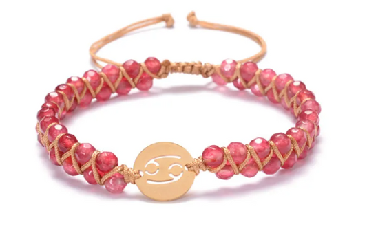 "Pulsera Zodiaco & Piedra de Nacimiento — Trenzada a Mano"