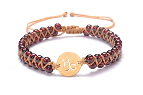 "Pulsera Zodiaco & Piedra de Nacimiento — Trenzada a Mano"