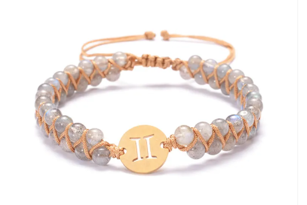 "Pulsera Zodiaco & Piedra de Nacimiento — Trenzada a Mano"