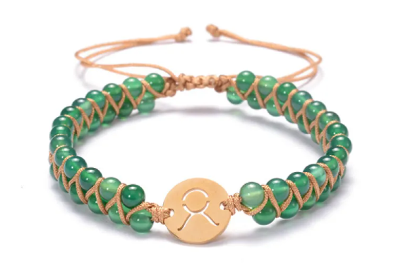 "Pulsera Zodiaco & Piedra de Nacimiento — Trenzada a Mano"